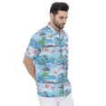 thumbnail image 5 of LA LEELA Men's Hawaiian Shirts Short Sleeve Button Down Shirt Men's Hawaii Shirts Boho Vacation Summer Beach Shirts for Men S Allover Flamingo, Bright Blue, 5 of 6