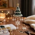 thumbnail image 7 of romoty DIY Beaded Christmas Tree Ornament Kit Snowflake Dangle - Forest Green Acrylic Bead Set with Hanging Snowflake Drop Holiday Pendant for Xmas Decor, 7 of 7