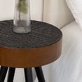 thumbnail image 5 of GZXS 15.75" Round End Table, Accent Carved Table with Two-Tone Design, and Solid Wood Legs, for Living Room/Bedroom/Couch Side, Brown+Black, 5 of 10