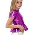 thumbnail image 4 of Amidoa Basic Girls T Shirts Cute Solid Summer Crewneck Tops Casual Kids Tees Purple,7-8Years, 4 of 5
