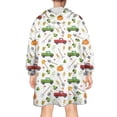 thumbnail image 2 of Wearable Oversized Blanket,Cartoon Farm Vehicles Pumpkins White Pattern Wearable Blanket Hoodie for Adults,Cozy Hooded Blankets with Super Pockets,Super Warm Fuzzy Pullover for Women & Men, 2 of 6