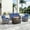 Blue, variant on Giantfurnni 4PCS Patio Furniture Set with 30" Fire Pit Table, Outdoor All-Weather Rattan Conversation Set with Swivel Rocking Chairs and 6" Cushions, Patio Fire Pit Sets for Yard Garden Lawn, Beige