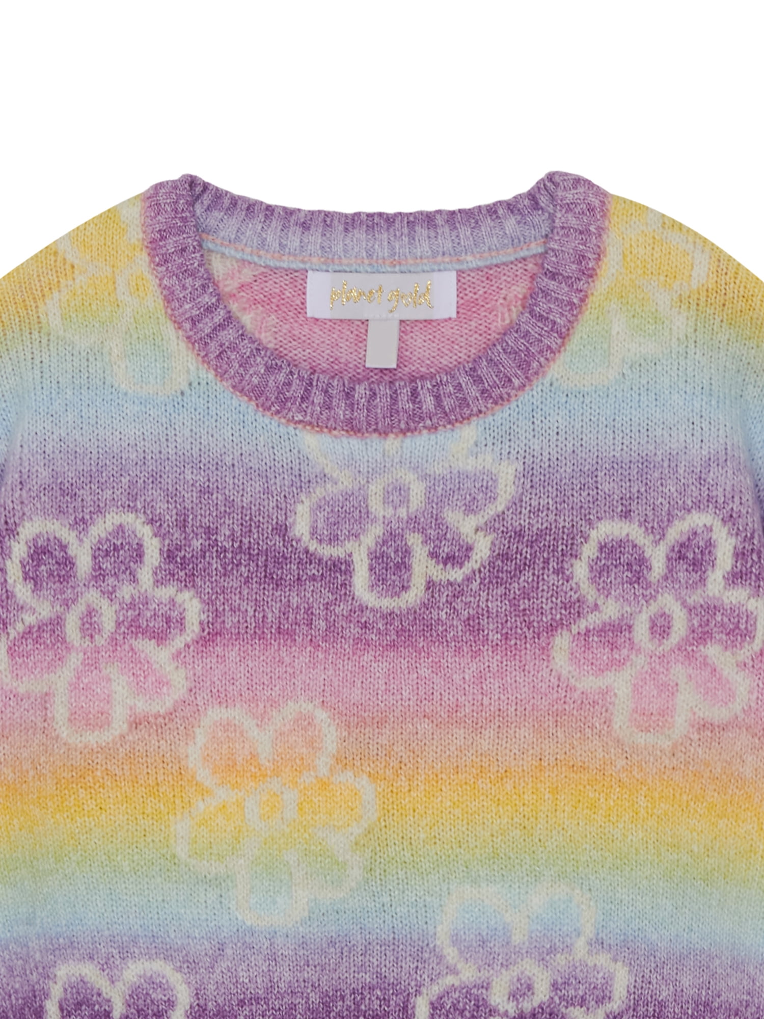 Planet Gold Girls Bow Print Ombre Sweater, Sizes 12M-18