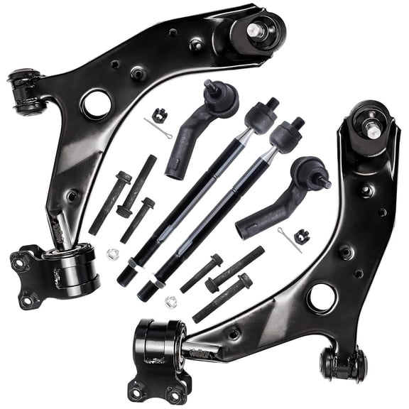Detroit Axle - Front Lower Control Arms w/ Ball Joints   Inner and Outer Tie Rods Replacement for 2007-2009 Mazda 3 (Turbocharged Models) - 6pc Set