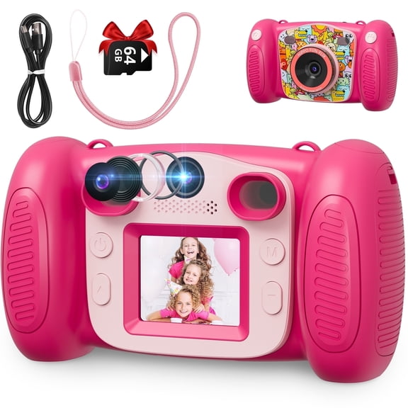 Kids Camera Toys, Toddler Digital Selfie Camera – 1080P HD Video Camera with 64GB SD Card, Gift for Boys & Girls Ages 3–12, Ideal Birthday or Christmas Toy (Blue)