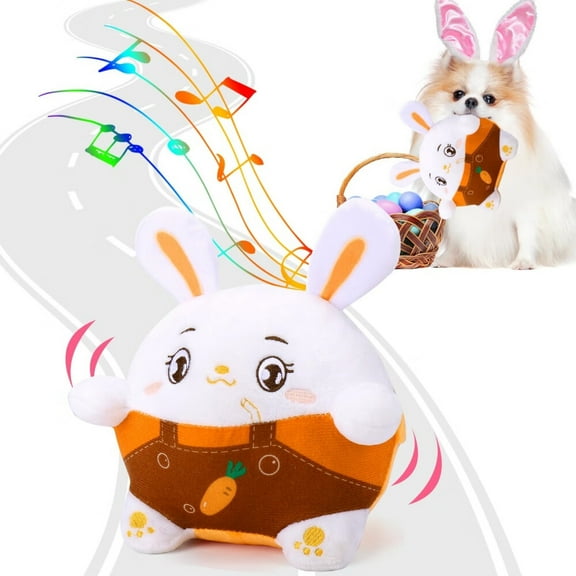 Interactive Dog Toys Bunny,Jumping Squeaky Easter Dog Toys with Recording and Music Modes,Rechargeable Moving Dog Easter Rabbit Toys for Small/Medium/Large Dogs to Keep Them Busy