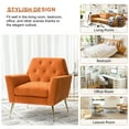 thumbnail image 5 of Upholstered Velvet Armchair Set of 2 Lounge Accent Chair Tufted Back Metal Legs Bedroom Orange, 5 of 7