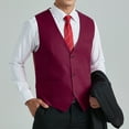 thumbnail image 5 of Men's Solid Color Suit Vest Formal Waistcoat Business Vests with 3 Pockets for Suits Wedding Tuxedo, 5 of 7