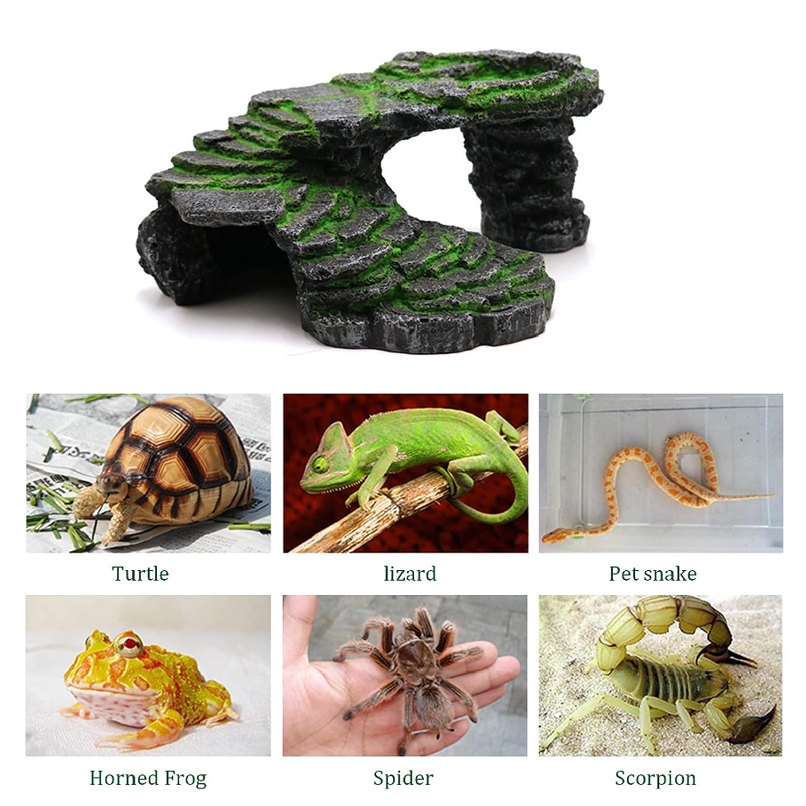 Resin Turtle Basking Platform Bridge Resting Hide Cave Reptiles Tanks Decoration Resin Landscape Rock Cave