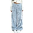 thumbnail image 2 of Ninixx Womens Wide Leg Pants Thick Fleece Lined Warm Winter Trousers with Elastic Waist Cozy Loungewear, 2 of 5