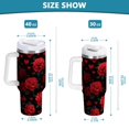 thumbnail image 3 of 30 oz Tumbler With Handle Stainless Steel Insulated Tumbler With Lid for Car Cup Holder Red Roses and Hearts Pattern, 3 of 9