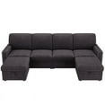 thumbnail image 5 of Homfa Modular Sectional Sofa with Seat Storage, Chenille 6 Seat Oversize U Shaped Couch with USB Port & Chaise, Dark Gray, 5 of 9