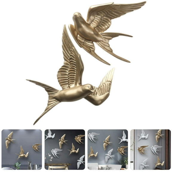 Raindrops  2 Pcs Creative Bird Handicraft Wall Decor Decoration Golden