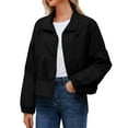 thumbnail image 7 of Stamzod Jackets for Women Casual Long Sleeve Light Weight Jackets Womens Fall Fashion Ruched Cropped Jacket Coats Black M, 7 of 7