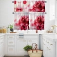 thumbnail image 3 of Red Rose Kitchen Curtains Valances and Tiers Set of 3 Floral Reflection Tier Curtains and Valance with Rod Pocket for Small Windows, 27.5"x24", 3 of 9