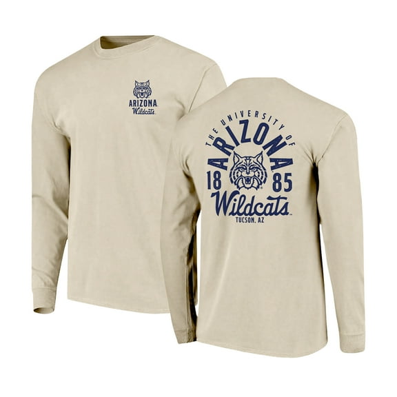 Men's Natural Arizona Wildcats Comfort Colors Mascot Overlay Long Sleeve T-Shirt