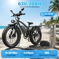 thumbnail image 5 of Flycity 63V 20AH Electric Bike for Adult, 500W Peak 28MPH Electric Bicycle with 26"x4.0" Fat Tires, 100 Mile Long Range Off-Road Bike, E-Bikes for Men Women, 5 of 10