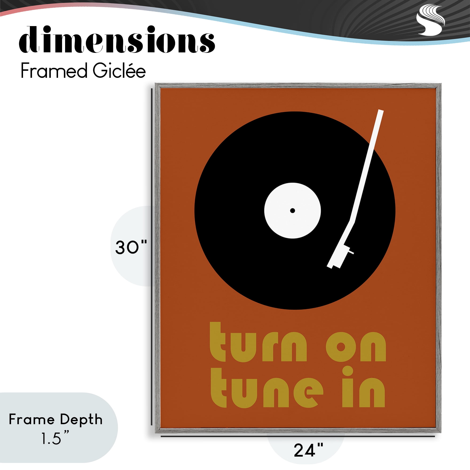 Stupell Industries Turn On Tune In Gray Framed Giclee Art, design by Tom Quartermaine