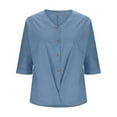 thumbnail image 4 of Fanxing Womens Hawai Vacation Linen Shirt Plus Size Breathable Linen Shirt for Summer V Neck Tunic Blouses Breathable S-5XL, 4 of 6