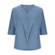 thumbnail image 4 of Vestidos Casuales Para Mujer, Blusas De Mujer De Moda Blusa informal de moda para mujer, con cuello en V, manga 3/4 y botones decorativos, 4 of 6