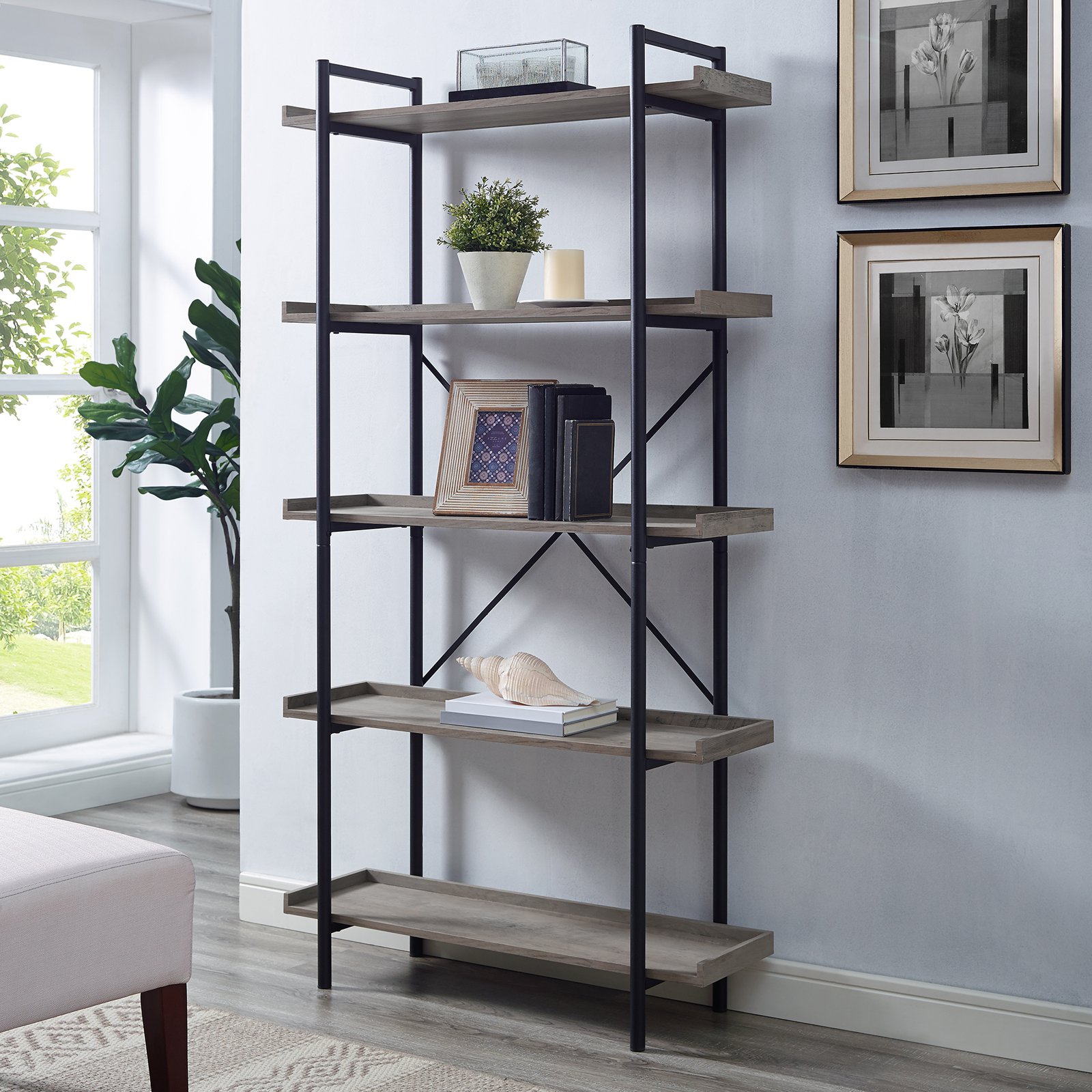 Waterford Pipe Grey Wash Bookshelf by River Street Designs - Walmart.com