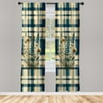thumbnail image 3 of Ambesonne Daisy Curtains 2 Panel Set, Buffalo Plaid Leafy Flowers, Pair of - 28" x 95", Sand Brown Sea Blue Beige, 3 of 4