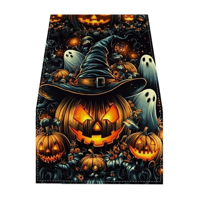 Thinsony Linen Halloween Table Runner Easy To Wash Dry And Reuse For Indoor Halloween Decor No Fading. 33*120cm