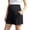 Black, variant on Womens Maternity Bermuda Shorts Side Slip Pockets Adjustable Button Full Panel High Waist Lightweight Wrinkle Resistant Loose Knee Length Pregnancy Casual Bottoms