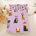 thumbnail image 5 of Homewish Lovely Pet Dog Bed Sheets,Cartoon Animal Full Size Sheets,Purple,4 Pieces,1 Flat Sheet, 1 Fitted Sheet and 2 Pillowcases, 5 of 6