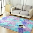 thumbnail image 3 of Softlife Soft Rainbow Area Rugs Fluffy Colorful Rugs Cute Floor Carpets Shaggy Playing Mat for Bedroom Home Decor,6'x9',Teal, 3 of 7