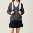thumbnail image 2 of BXJX Girls Knit Cardigan Sweaters, School Uniform Cotton Long Sleeve Button Down Casual Cardigans with Pockets Dark Gray Size 7-8 T, 2 of 6