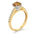 thumbnail image 3 of Gem Stone King 10K Two Tone Gold Brown Tiger Eye and White Lab Grown Diamond Engagement Ring for Women (1.18 Cttw, Gemstone, Cushion 6MM, Size 9), 3 of 4