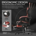 thumbnail image 3 of Huracan Gaming Chair with Footrest High Back Office Gamer Chair with Headrest&Massage Lumbar Support Swivel Seat Ergonomic Computer Chair for Adults, Red, 3 of 8