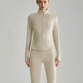 thumbnail image 4 of Conjunto de Yoga de manga larga sin costuras para mujer, pantalones de cintura alta, ropa de gimnasio, pantalones cortos deportivos, sujetador, entrenamiento, Fitness con cremallera, 4 of 5