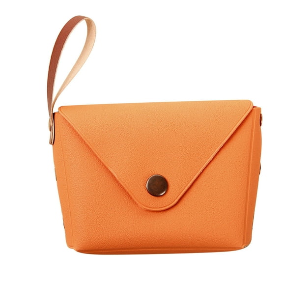 yulier Small Coin Purse Wristlet Wallet Gifts for Kids and Little Girls, Solid Color Wallet Fashion Candy Color Handbag Card Holder for Women (Orange)