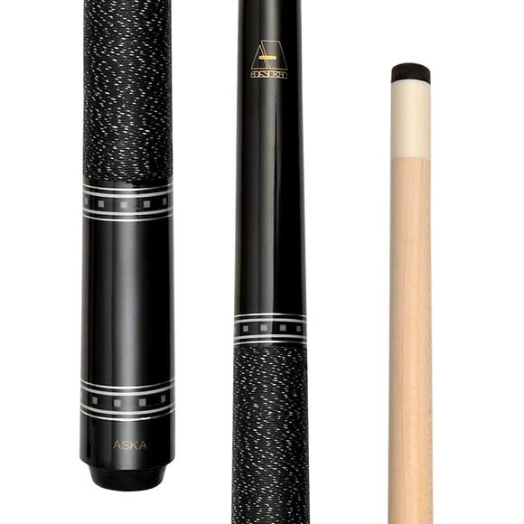 ASKA Queue de Piscine Courte Noire de 36 Pouces – Enveloppe en Lin Irlandais Noir, Arbre d'Érable, Pointe de 13 mm, 2 Pcs