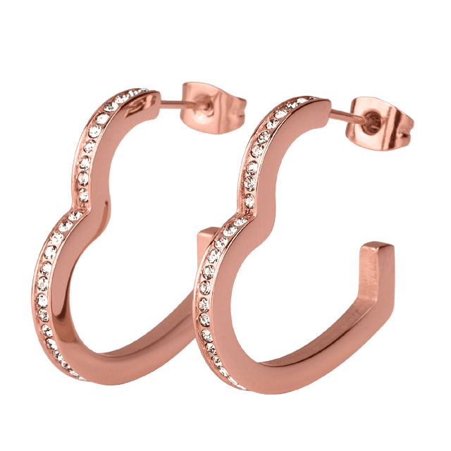 Aretes Mujer Oro y Oro Rosa 14k tipo Arracadas de Corazón, LuckyLy Acero Inoxidable con Zirconia Cúbica – Joyería para Mujer Ideal como Regalos para Mujer San Valentín y Cumpleaños, Modelo Lyra rosa
