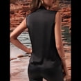 thumbnail image 4 of Blusa Elegante de Satén Cruzada con Cuello en V y Sin Mangas para Mujer Negro XL, 4 of 8