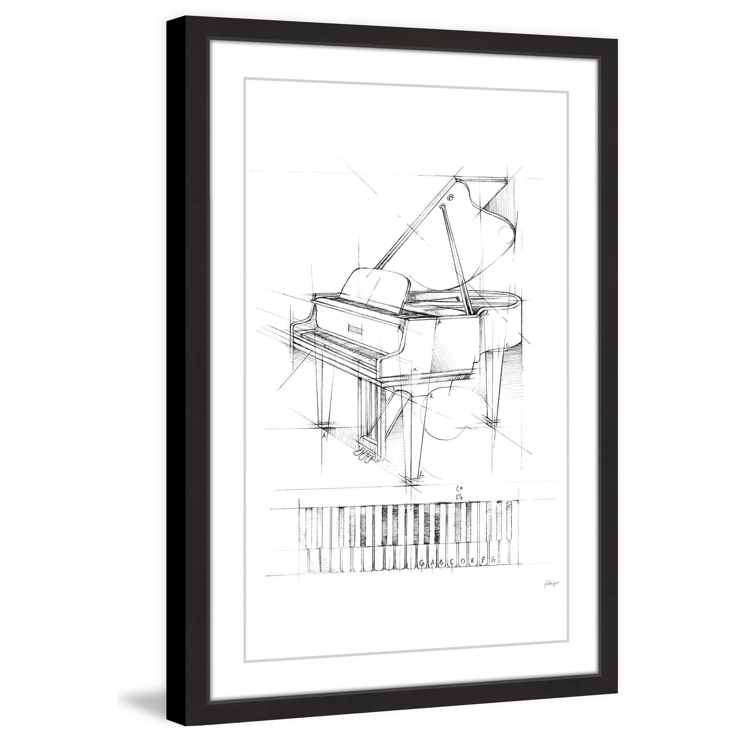 MARMONT HILL  - 'Piano Sketch I' Framed Painting Print 30 x 45