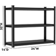 thumbnail image 2 of 1500 LBS Storage Shelves,3-Tier Utility Shelves,Metal Storage Shelves,Adjustable Kitchen Shelving Unit,Garage Shelves for Basement, Warehouse, Pantry,24" W x 14" D x 63" H,Black, 2 of 9