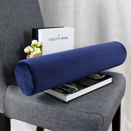 Memory Foam Cervical Body Roll Pillow Bolster Support Navy Blue  18.5