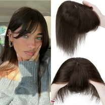 SEGO Human Hair Toppers For Women 100% Remy With Bangs 120% Density Breathable Base Clip In 10 * 12cm Topper