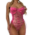 thumbnail image 1 of Gibobby Lencería mujer erótica Camisón para mujer, lencería sexy transparente y sexy para mujer, vestido de malla de encaje(Rosa caliente, M), 1 of 5