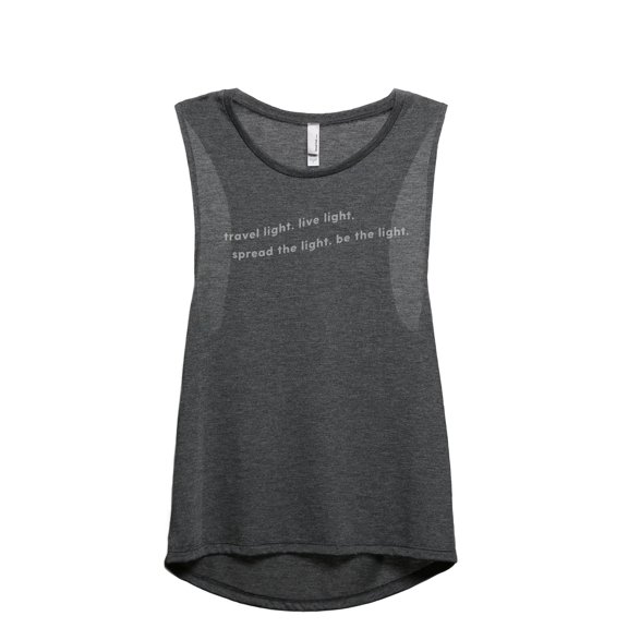 Travel Light Spread The Light Be The Light Women's Fashion Sleeveless Muscle Workout Yoga Tank Top Charcoal Grey Small
