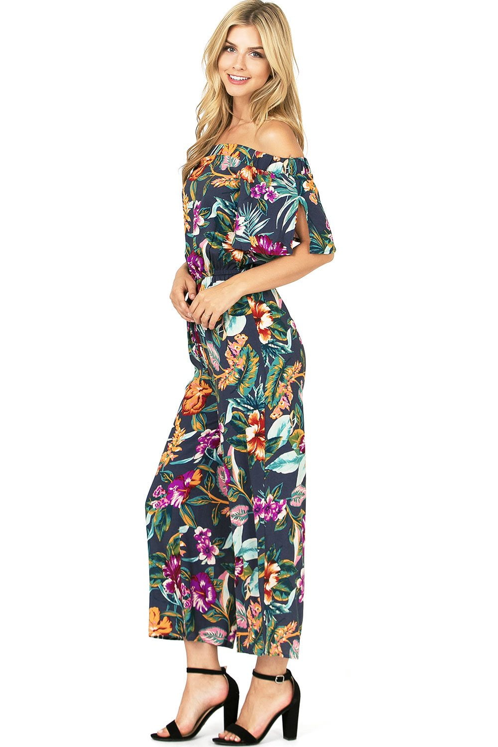 Haute Monde Womens Juniors Fitted Off-Shoulder Wide Leg Jumper