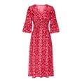 thumbnail image 7 of Summer Sun Dresses for Womens 2026 Plus Size Fashion Casual V-Neck Short Sleeve Print Long Dress, 7 of 7