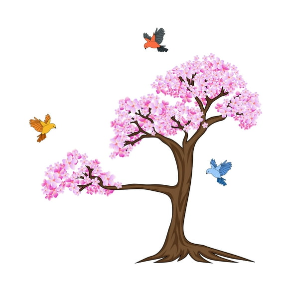 Cherry Blossom Vinyl Decal -Home Decor Art Sticker-– Cost Effective alternative to painting - Wall Mural to Transform a Room with a New Look -Size: 10" x 10".