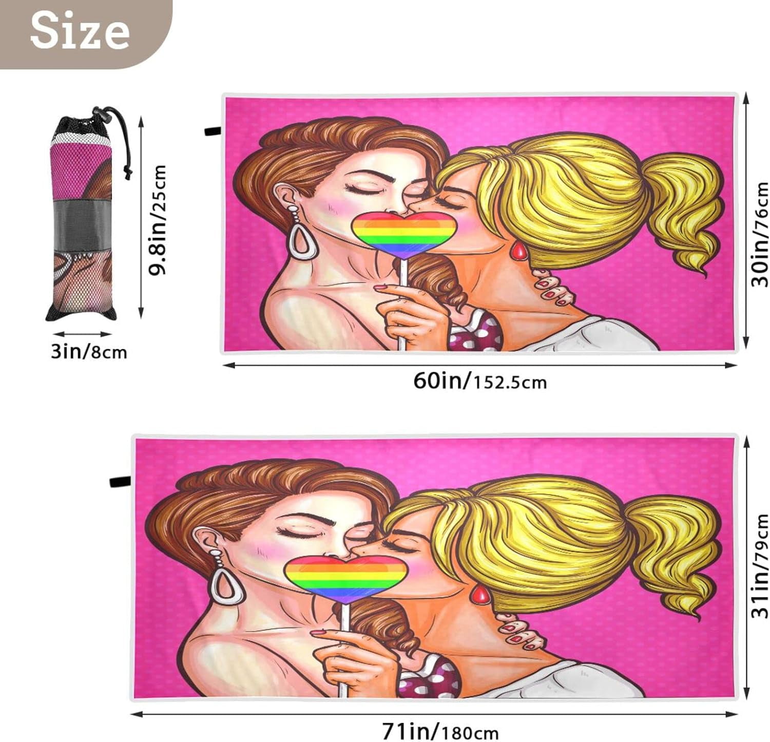 Amasnay Rainbow Dog Paw Microfiber Beach Towel - Oversized 63"x32", Quick Dry, Sand Free, Super Absorbent For Pool, Travel, Yoga