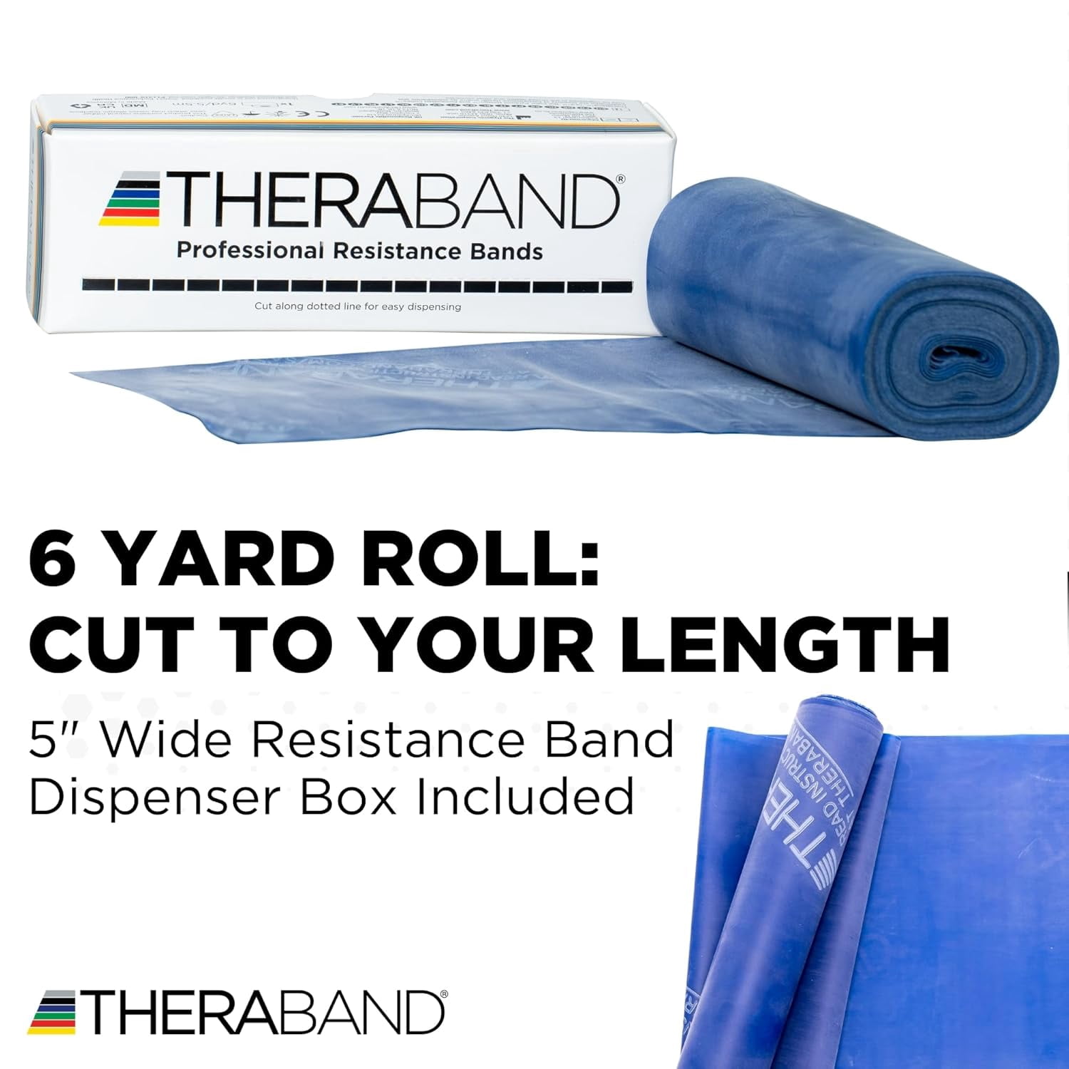 JJEAN-Resistance Bands, 6 Yard Roll Professional Latex Elastic Band For Upper & Lower Body, Core Exercise, Physical Therapy, Pilates, Home Workouts, Rehab, Blue, Extra Heavy, Intermediate Level 2