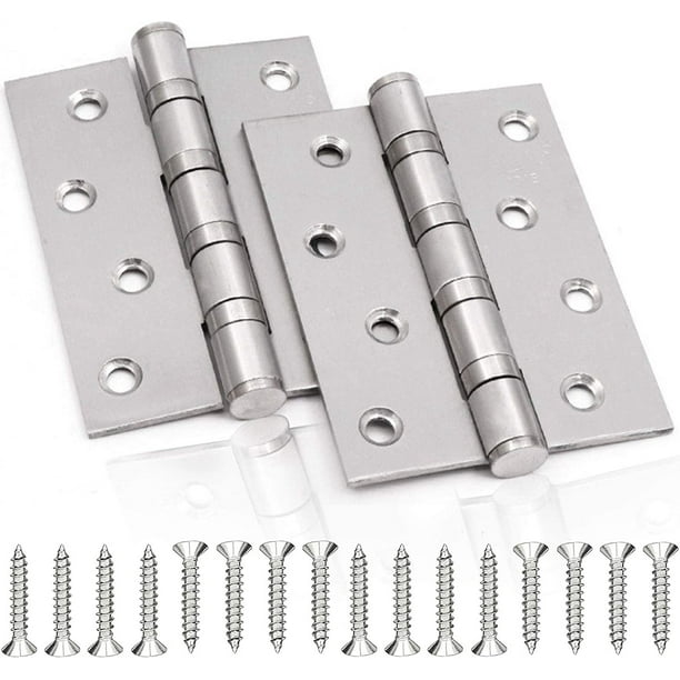 Bisagra de puerta de acero inoxidable, 2 piezas Bisagras de puerta plegables Bisagras de acero inoxidable Bisagra de 3 mm de espesor, para puertas interiores sólidas(Plata) Sincero Electrónica